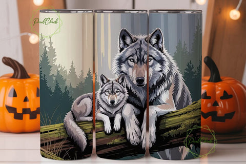 Misty Wolves 20oz Tumbler Wrap Sublimation PixelChick 