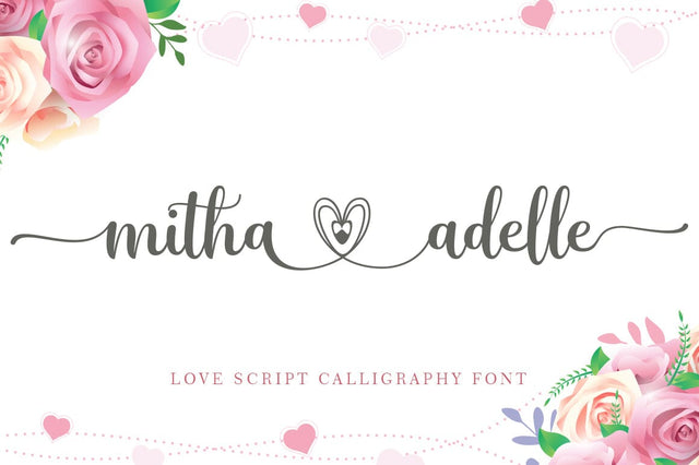 mitha adelle love script calligraphy font Font RomieStudio 