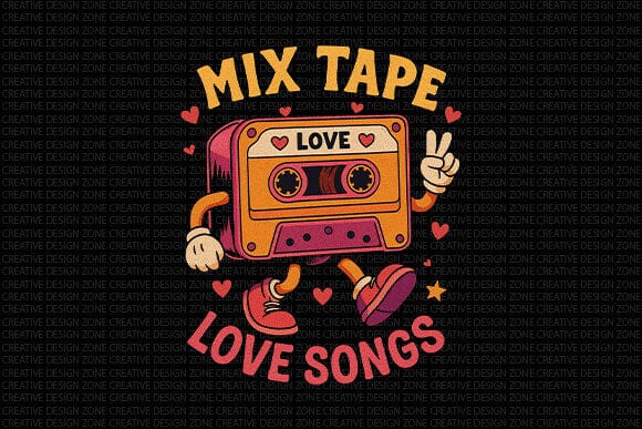 Mixtape Love Songs Valentine PNG SVG BillahCrafts 