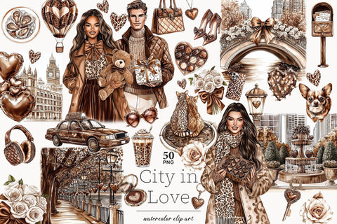 Mocha Valentine's Day Clipart | Neutral Brown Beige Graphics SVG GlamArtZhanna 