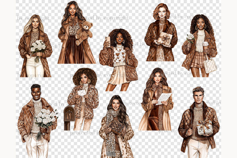 Mocha Valentine's Day Clipart | Neutral Brown Beige Graphics SVG GlamArtZhanna 