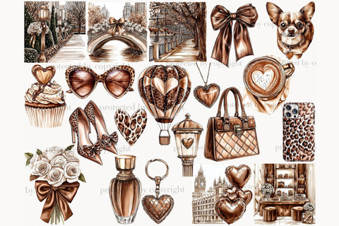 Mocha Valentine's Day Clipart | Neutral Brown Beige Graphics SVG GlamArtZhanna 