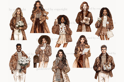 Mocha Valentine's Day Clipart | Neutral Brown Beige Graphics SVG GlamArtZhanna 