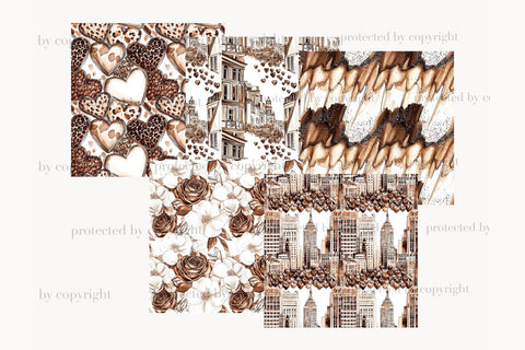 Mocha Valentine's Day Digital Paper | Neutral Brown Patterns Digital Pattern GlamArtZhanna 