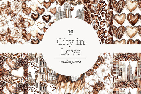 Mocha Valentine's Day Digital Paper | Neutral Brown Patterns Digital Pattern GlamArtZhanna 