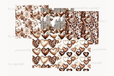 Mocha Valentine's Day Digital Paper | Neutral Brown Patterns Digital Pattern GlamArtZhanna 