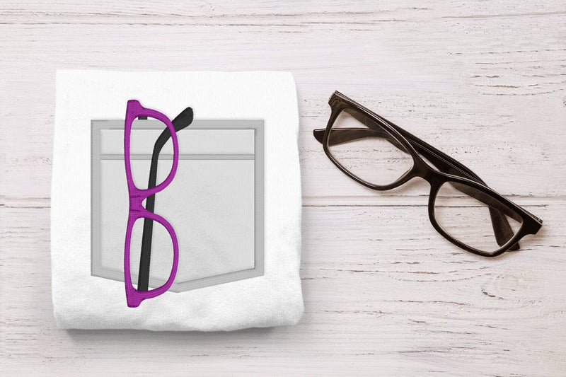 Mock Pocket with Glasses Applique Embroidery Embroidery/Applique DESIGNS Designed by Geeks 