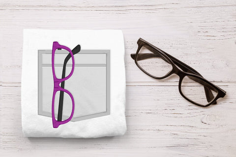 Mock Pocket with Glasses Applique Embroidery Embroidery/Applique DESIGNS Designed by Geeks 