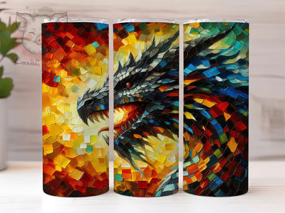 Modern Abstract Fire Dragon Tumbler Wrap, Dragon Tumbler PNG, Fantasy Animal Design, 20oz Dragon Tumbler, Mythical Creature Art, Modern Dragon Sublimation, Fire Dragon Wrap Sublimation Lara' s Designs 