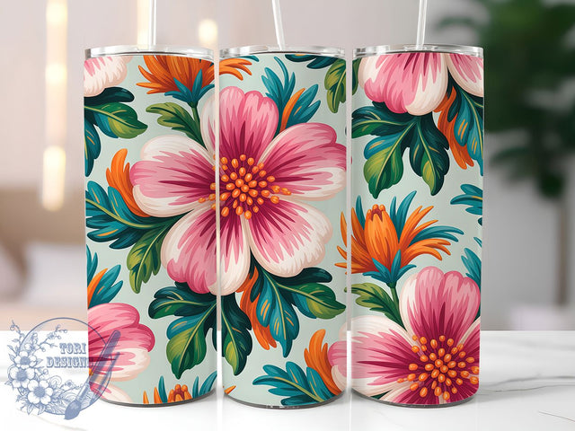 Modern Abstract Floral Tumbler, Botanical Art, Modern Design, Vibrant Pattern, Artistic Style, 20Oz Tumbler, Sublimation Wrap Sublimation ToriDesigns 