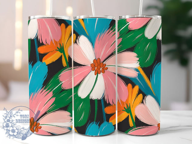 Modern Abstract Floral Tumbler, Botanical Art, Modern Design, Vibrant Pattern, Artistic Style, 20Oz Tumbler, Sublimation Wrap Sublimation ToriDesigns 