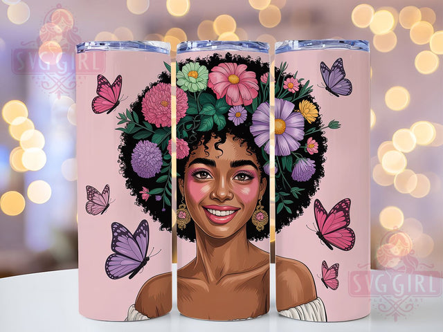 Modern Afro Black Girl Tumbler, Afro Black Girl, Stylish Art, Tumbler Wrap, Sublimation Design, 20oz Tumbler, Modern Fashion Sublimation SvggirlplusArt 