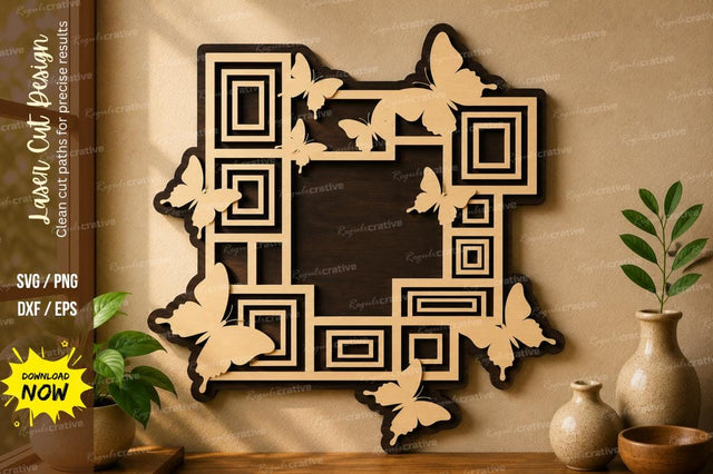 Modern Butterfly Square laser cut svg File SVG Regulrcrative 