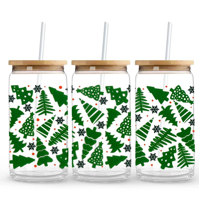 Modern Christmas Trees 9.7 x 4.3 UV DTF Wrap Only (Cup NOT Included) Physical DIY Craft Warehouse 