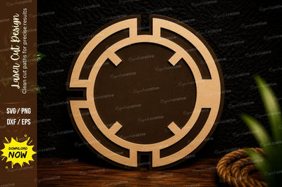 Modern Circular Monogram Frame Laser Cut SVG Design SVG Regulrcrative 