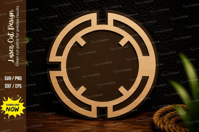 Modern Circular Monogram Frame Laser Cut SVG Design SVG Regulrcrative 