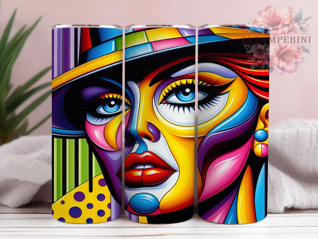Modern Colorful Face Tumbler, Colorful Face, Artistic Wrap, Sublimation Art, 20oz Tumbler, Creative Theme, Bold Design Sublimation Li Zamperini 