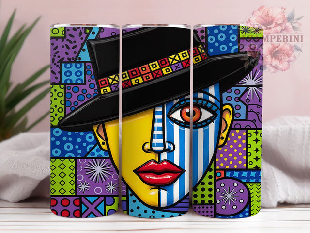 Modern Colorful Face Tumbler, Colorful Face, Artistic Wrap, Sublimation Art, 20oz Tumbler, Creative Theme, Bold Design Sublimation Li Zamperini 