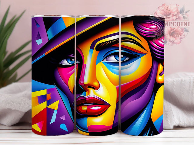 Modern Colorful Face Tumbler, Colorful Face, Artistic Wrap, Sublimation Art, 20oz Tumbler, Creative Theme, Bold Design Sublimation Li Zamperini 