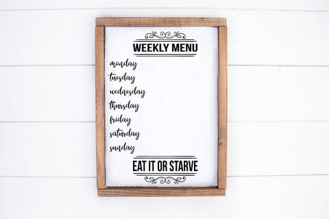 Modern Farmhouse Kitchen Decor SVG - Weekly Menu Cutting File Sublimation Pickled Thistle Creative 