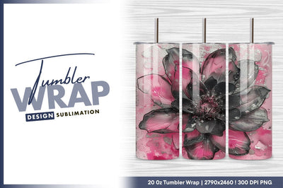 Modern floral art pink black silver accent Sublimation Regulrcrative 