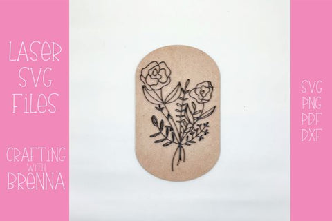 Modern Flower Bouquet Layered Sign Laser SVG File SVG Crafting With Brenna 
