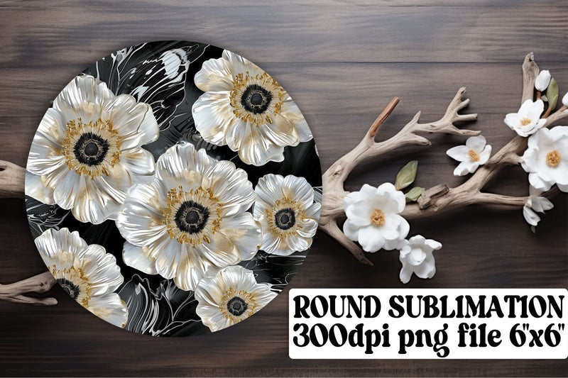 Modern Flower Circle Sublimation Set: Keychain, Coaster, Ornament Pack Sublimation afrosvg 