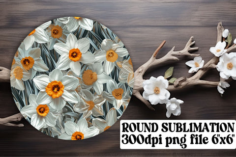 Modern Flower Round Decor Kit: Keychain, Coaster, Circle Designs Sublimation afrosvg 