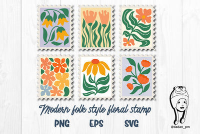 Modern folk style floral stamp SVG dadan_pm 