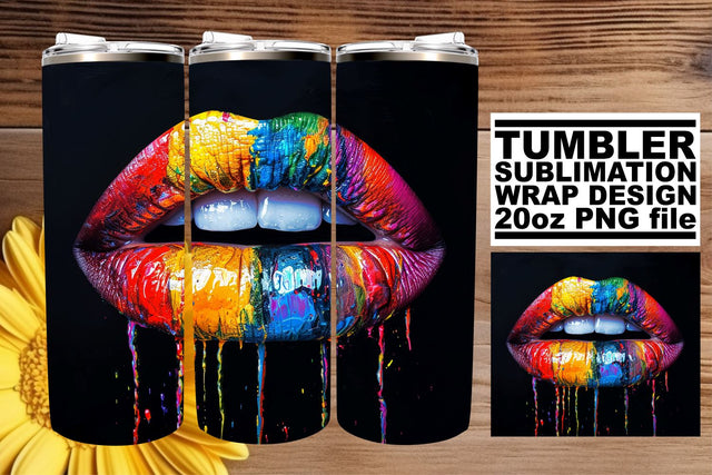 Modern Lip Art Tumbler Design Sublimation afrosvg 