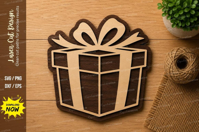 Modern Present Box Laser Cut SVG Design SVG Regulrcrative 