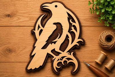 Modern Raven Frame Laser Cut Svg File Design SVG Regulrcrative 