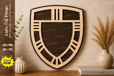 Modern Shield Frame Laser Cut SVG | Heraldic Crest Wall Art SVG File SVG Regulrcrative 