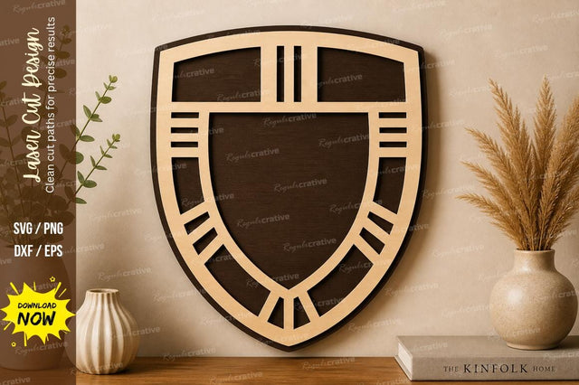 Modern Shield Frame Laser Cut SVG | Heraldic Crest Wall Art SVG File SVG Regulrcrative 