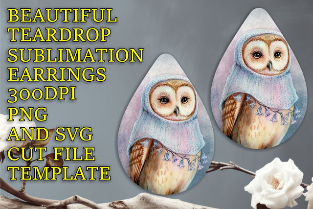 Modern teardrop earrings PNG, perfect for sublimation crafts, Animals Sublimation HoodArtCraft 