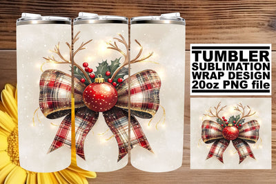 Modern tumbler wrap, designed for vibrant sublimation prints! , Christmas Bow Sublimation afrosvg 
