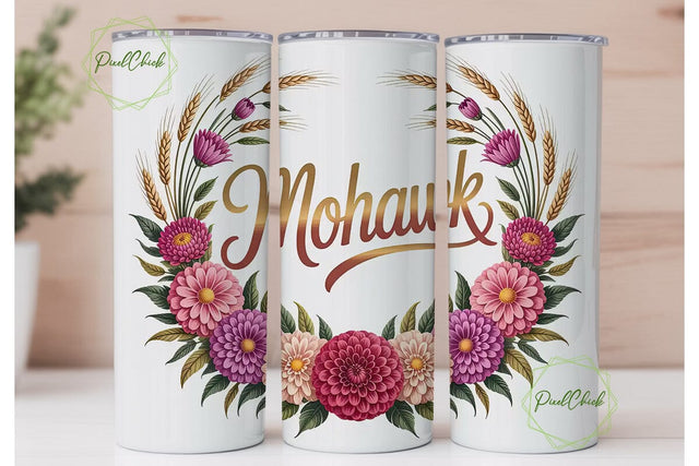 Mohawk Floral Tumbler Wrap PNG Sublimation PixelChick 