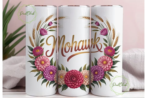 Mohawk Floral Tumbler Wrap PNG Sublimation PixelChick 