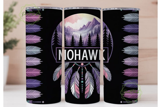 Mohawk Tribal Tumbler Wrap Sublimation PixelChick 