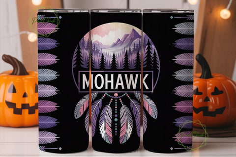 Mohawk Tribal Tumbler Wrap Sublimation PixelChick 