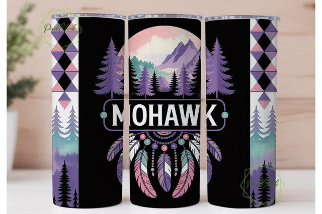 Mohawk Tribal Tumbler Wrap Sublimation PixelChick 
