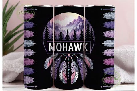 Mohawk Tribal Tumbler Wrap Sublimation PixelChick 