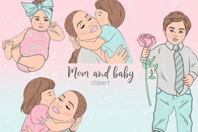 Mom And Baby Illustration PNG | Mothers Day Clipart Bundle SVG GlamArtZhanna 