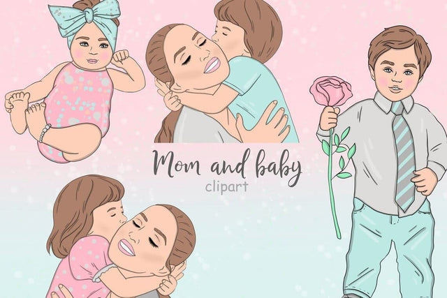 Mom And Baby Illustration PNG | Mothers Day Clipart Bundle SVG GlamArtZhanna 