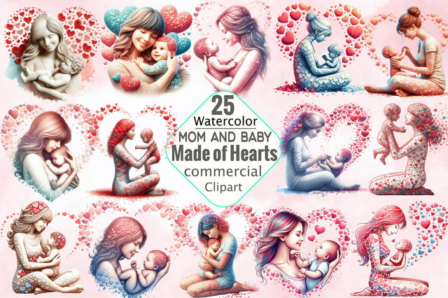 Mom and Baby Made of Hearts Bundle Sublimation SVGArt 