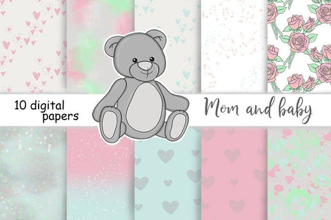 Mom And Baby Pattern | Mothers Day Scrapbook Paper Digital Pattern GlamArtZhanna 