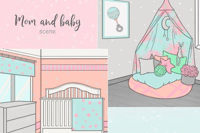 Mom And Baby Scene | Mothers Day Illustration SVG GlamArtZhanna 