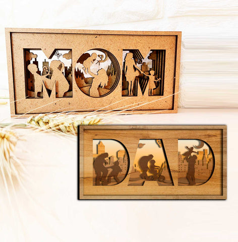 Mom and Dad Set Multilayer Templates SVG LaserCutano 