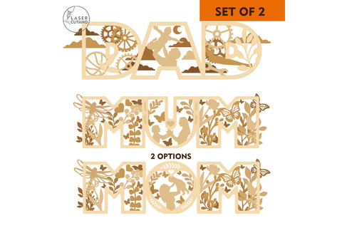 MOM and DAD SET Myltilayer Templates SVG LaserCutano 