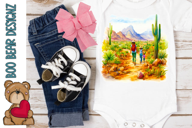 Mom and kiddo Hiking Sublimation Sublimation Boo Bear Designz 